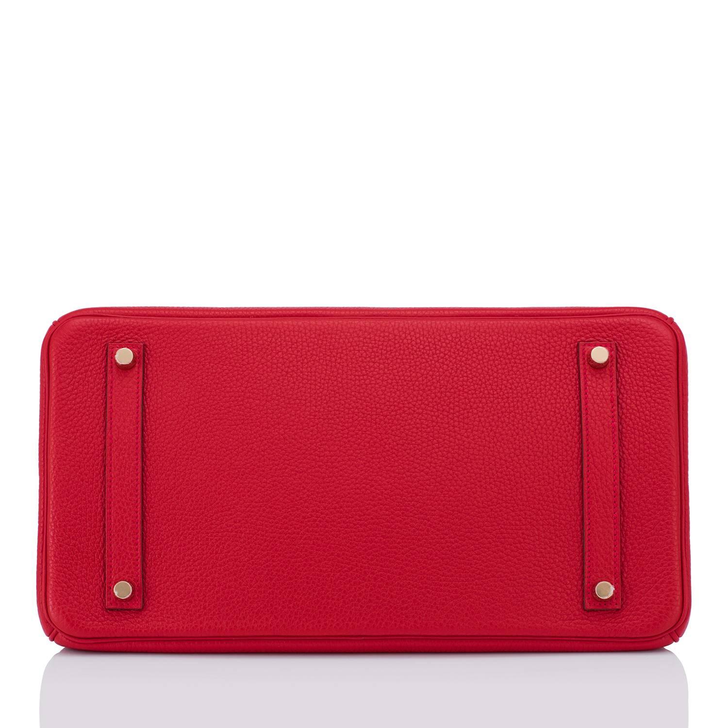 Hermes Rouge Casaque 35cm Clemence Red Birkin Bag Gold Hardware 2