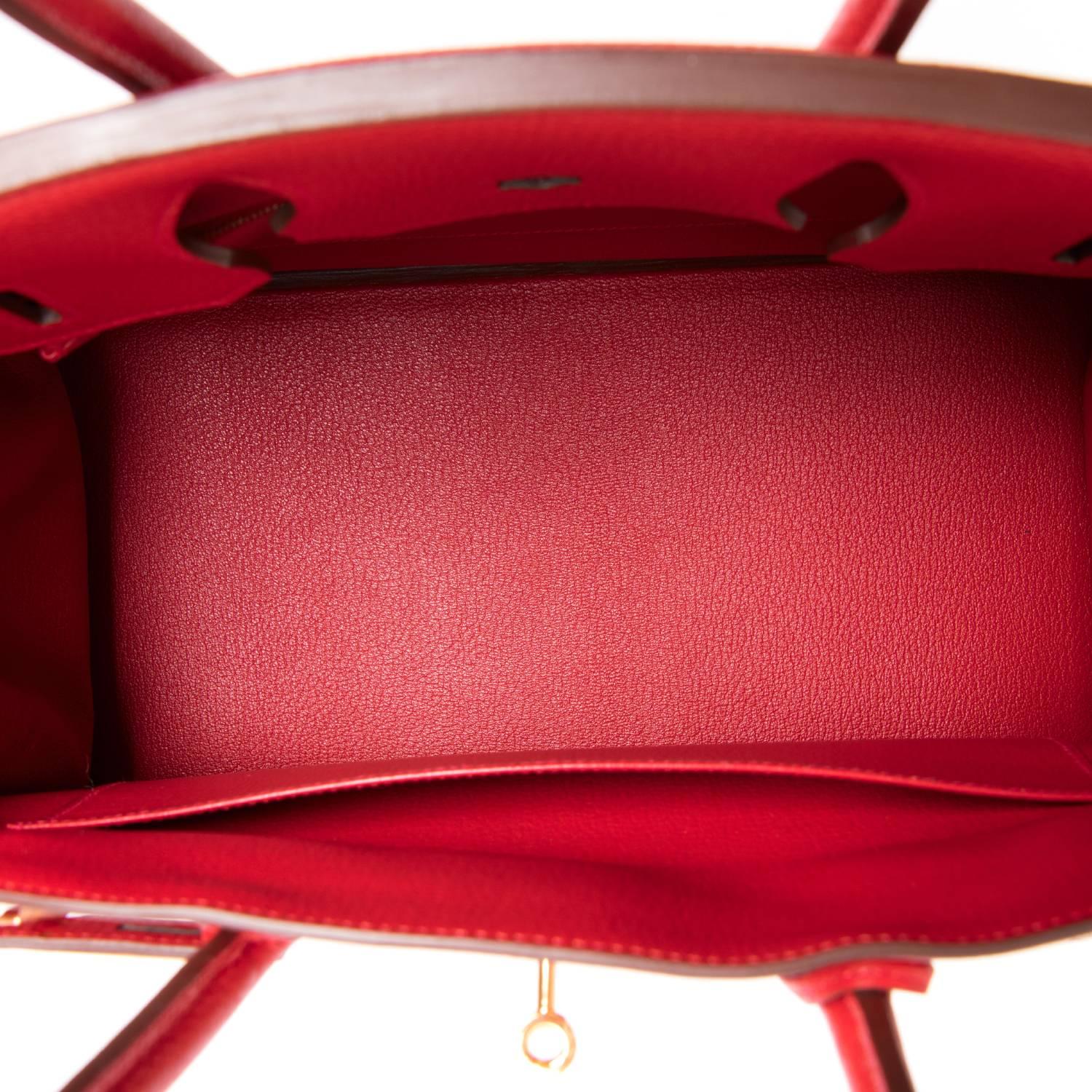 Hermes Rouge Casaque 35cm Clemence Red Birkin Bag Gold Hardware 3