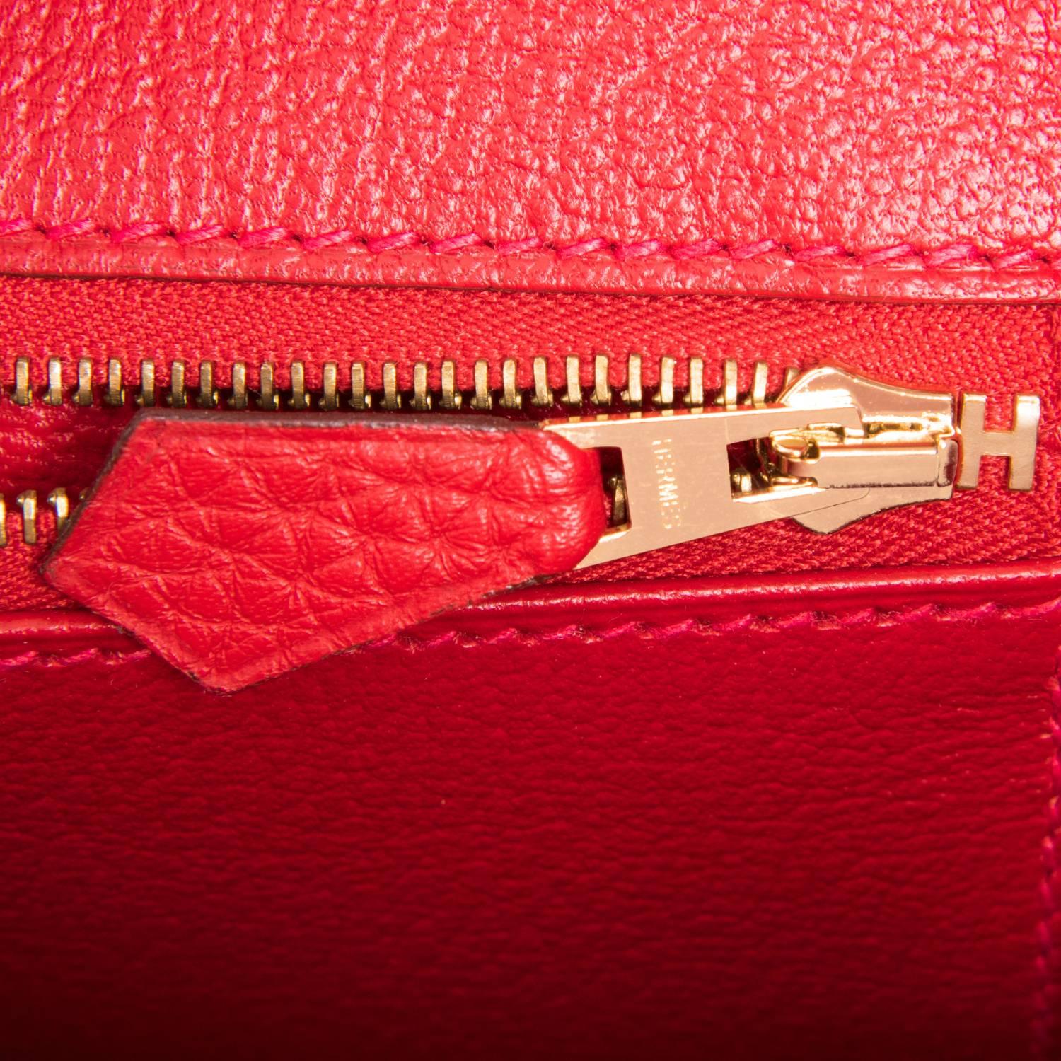 Hermes Rouge Casaque 35cm Clemence Red Birkin Bag Gold Hardware 4