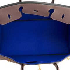 Hermes HSS Etain Blue Electric Gris Perle Birkin 40cm Togo Gold Bi-Color VIP