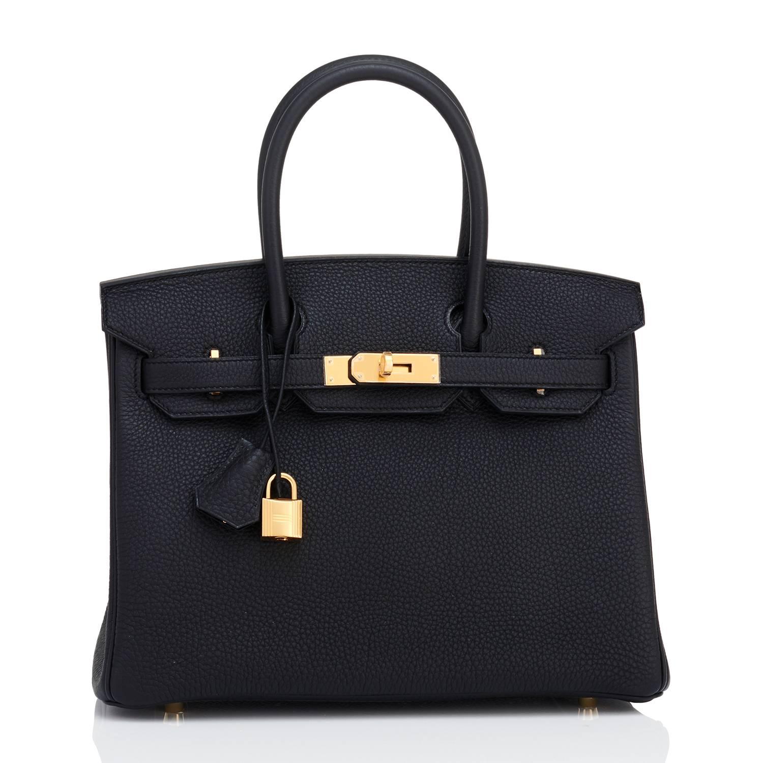 Women's Hermes Black 30cm Birkin Bag Togo Gold Hardware Chic 