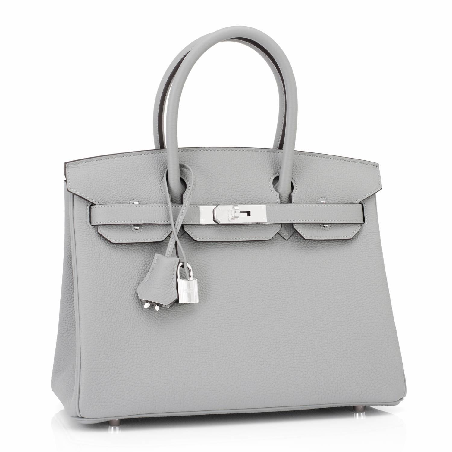 Women's Hermes Gris Mouette Grey 30cm Togo Birkin Bag Palladium Chic