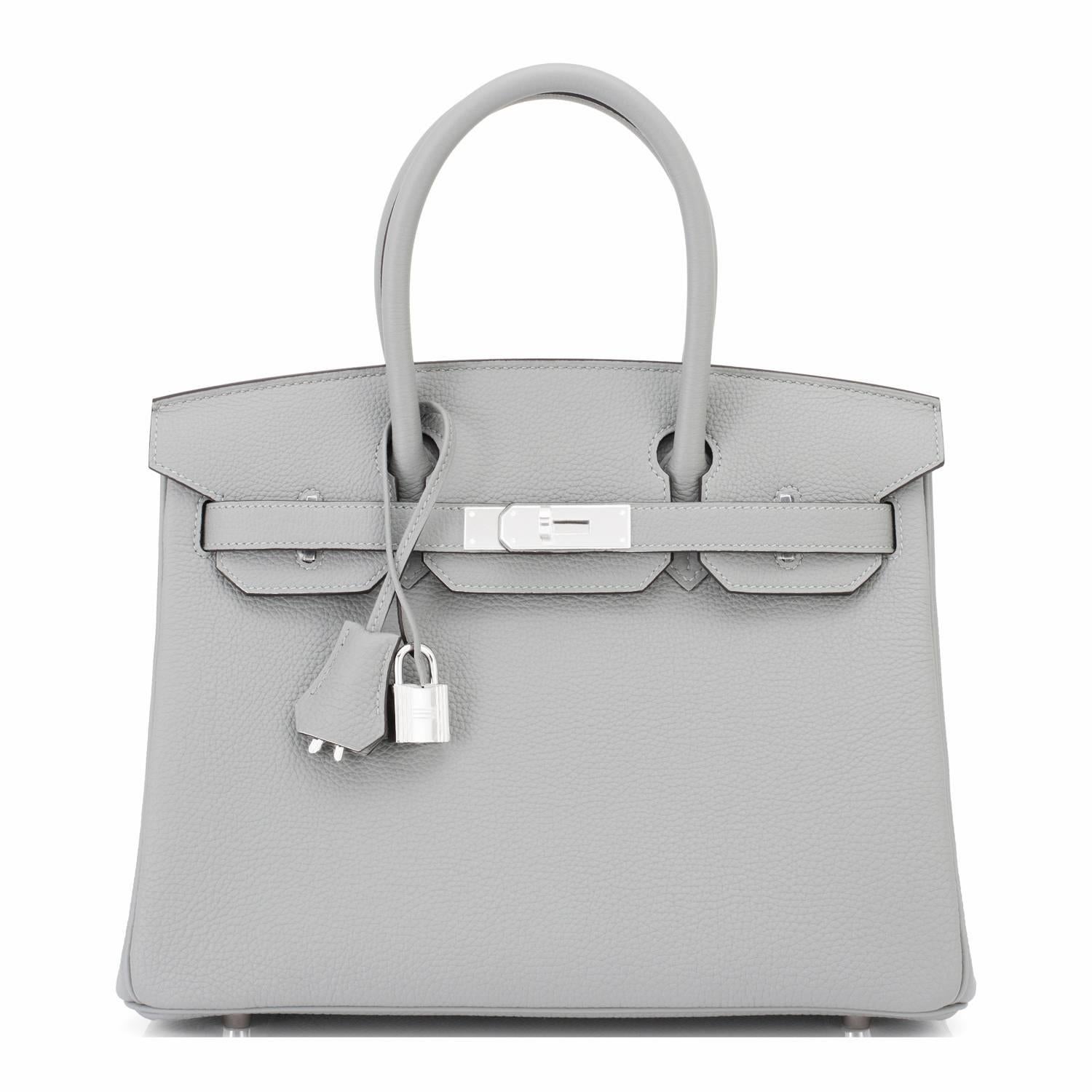 Hermes Gris Mouette Grey 30cm Togo Birkin Bag Palladium Chic In New Condition In New York, NY