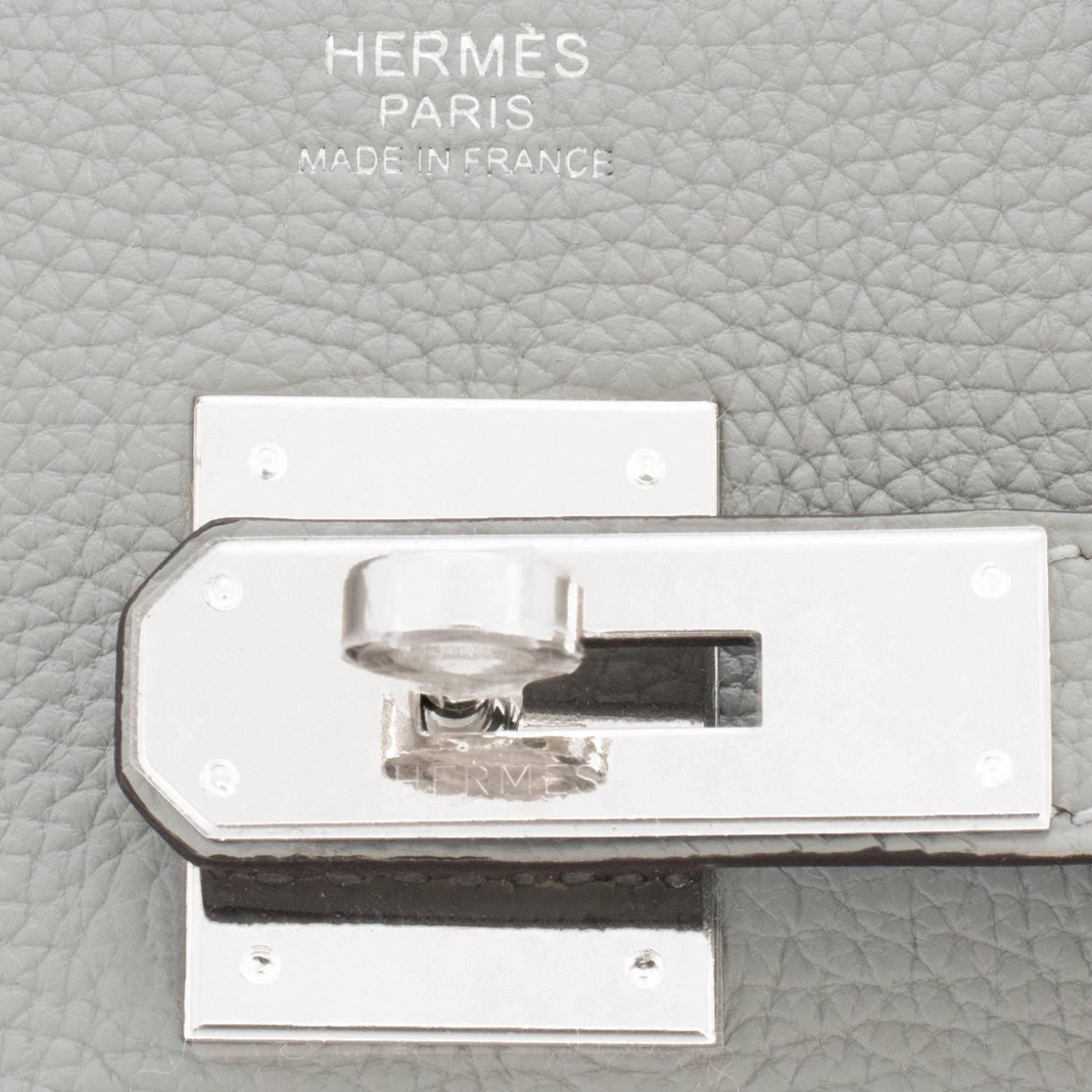 Hermes Gris Mouette Grey 30cm Togo Birkin Bag Palladium Chic 5