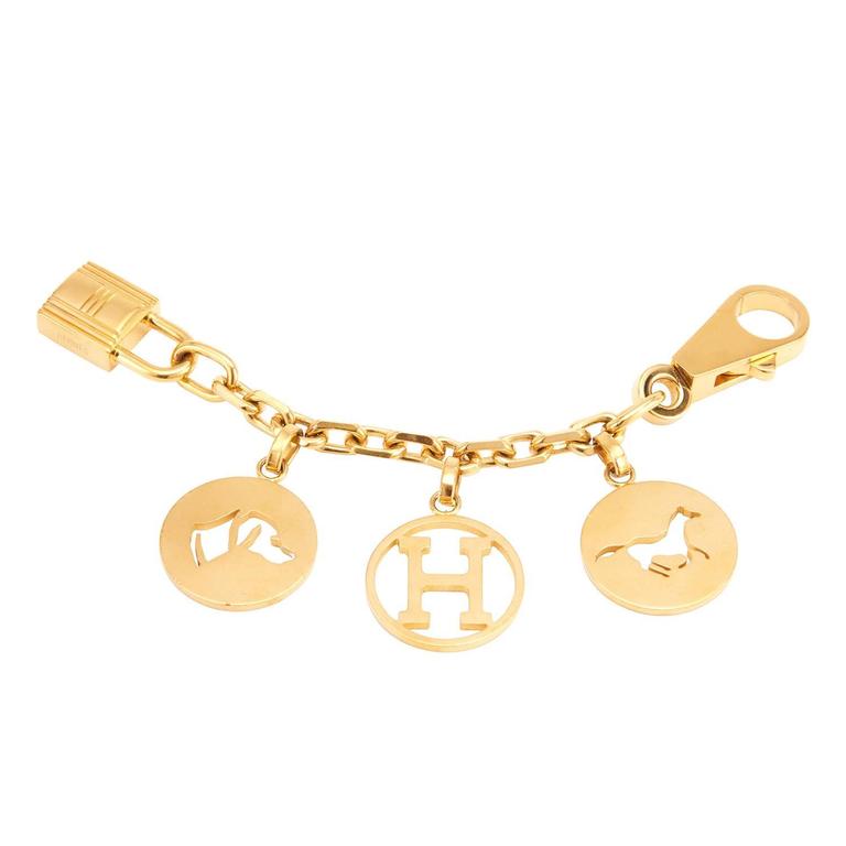 Hermes Gold Breloque Charm Horse Dog H for Birkin and Kelly Bag For