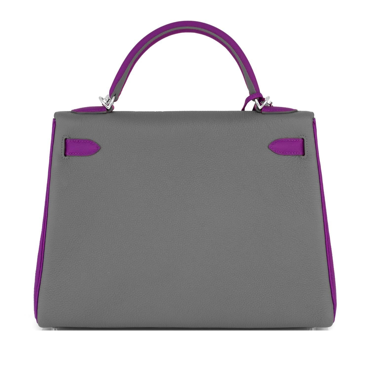 Women's or Men's Hermes HSS Taupe and Anemone 32cm Togo Kelly Horseshoe Stamp Shoulder Bag VIP