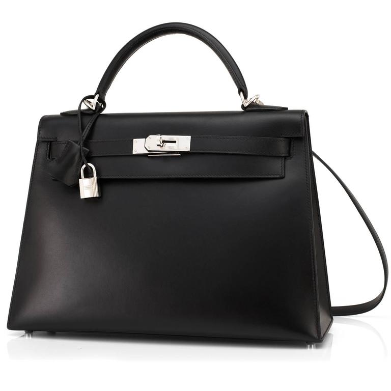 Hermes Kelly 28cm Black Epsom Sellier Palladium Hardware Shoulder