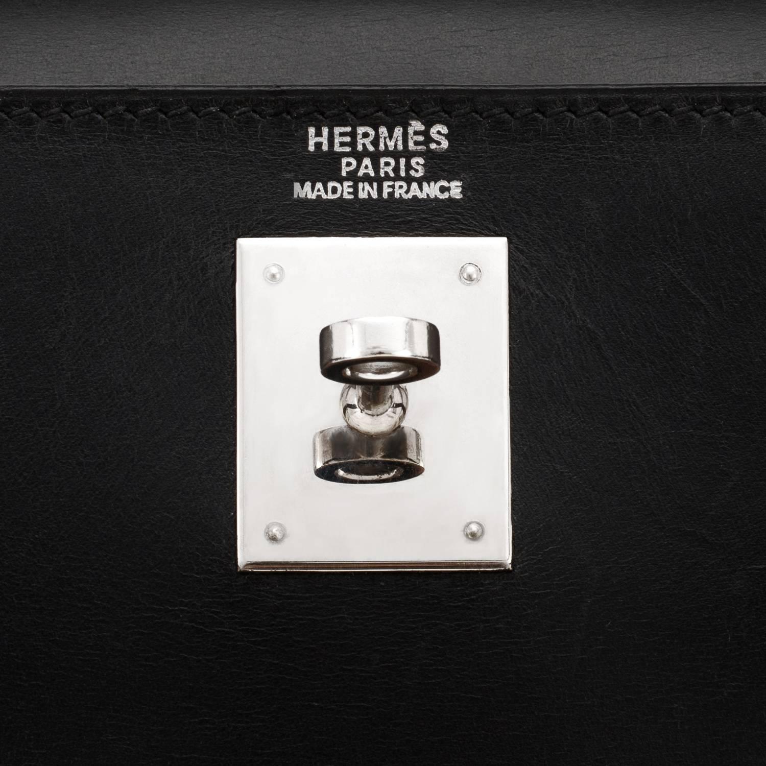 Hermes Black Box Kelly 32cm Shoulder Bag Palladium Hardware  1