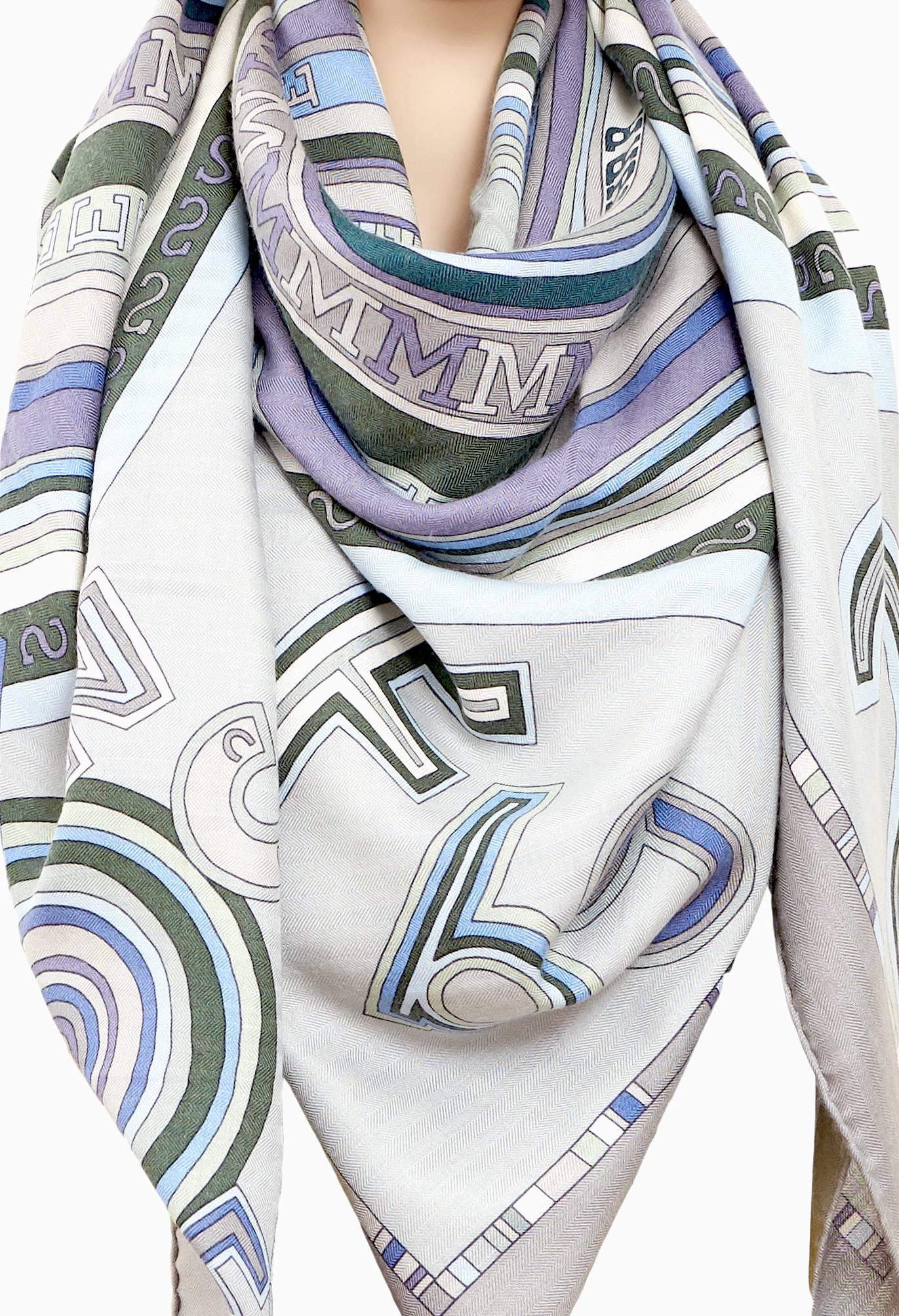 Hermes Tohu Bohu Grey Blue Natural Cashmere Silk Shawl Scarf GM Grail!
Grail!  New or Never Worn. 
Pristine Condition with no flaws or issues to declare.
Pefect gift! Comes with Hermes ribbon and box. 
This grail shawl designed by Stuhlhofer-Maier