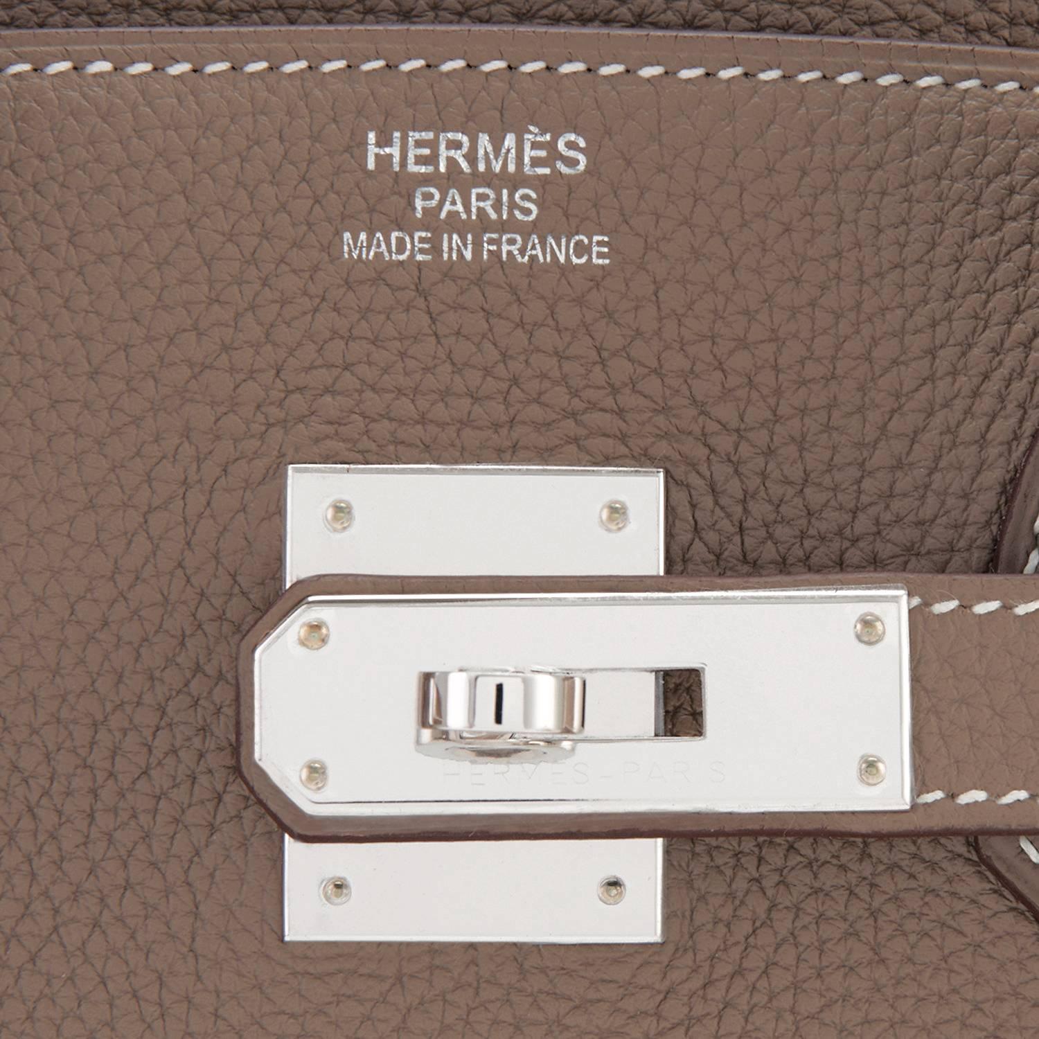 Hermes Etoupe Togo 35cm Birkin Palladium Hardware Tote Bag  4