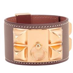 Hermes Etoupe Collier de Chien CDC Cuff Bracelet Taupe Rose Gold Hardware 1