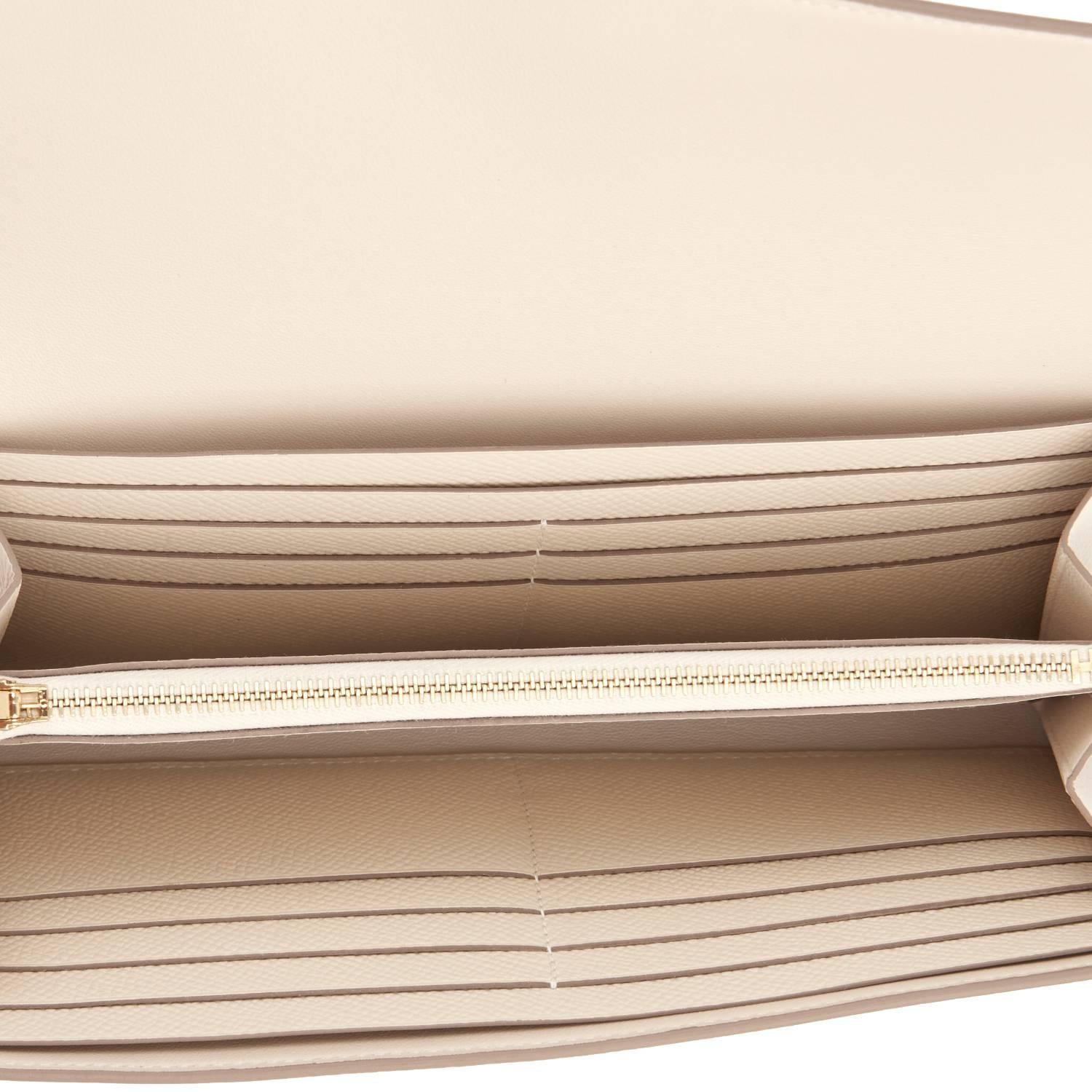 Hermes Craie Off White Constance Wallet Clutch Rose Gold Hardware In New Condition In New York, NY