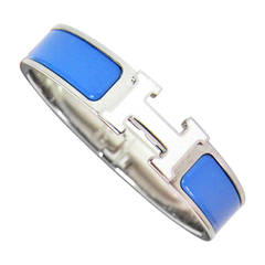 HERMES Clic H Cliac White Transat Blue Enamel Palladium PHW