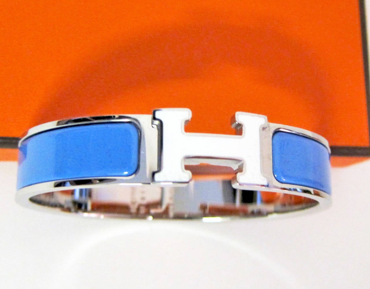 HERMES Clic H Cliac White Transat Blue Enamel Palladium PHW