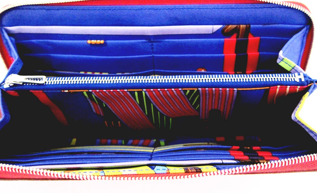 HERMES Bougainvillea Blue Electric Red Pink Silk-in Azap Long ...  
