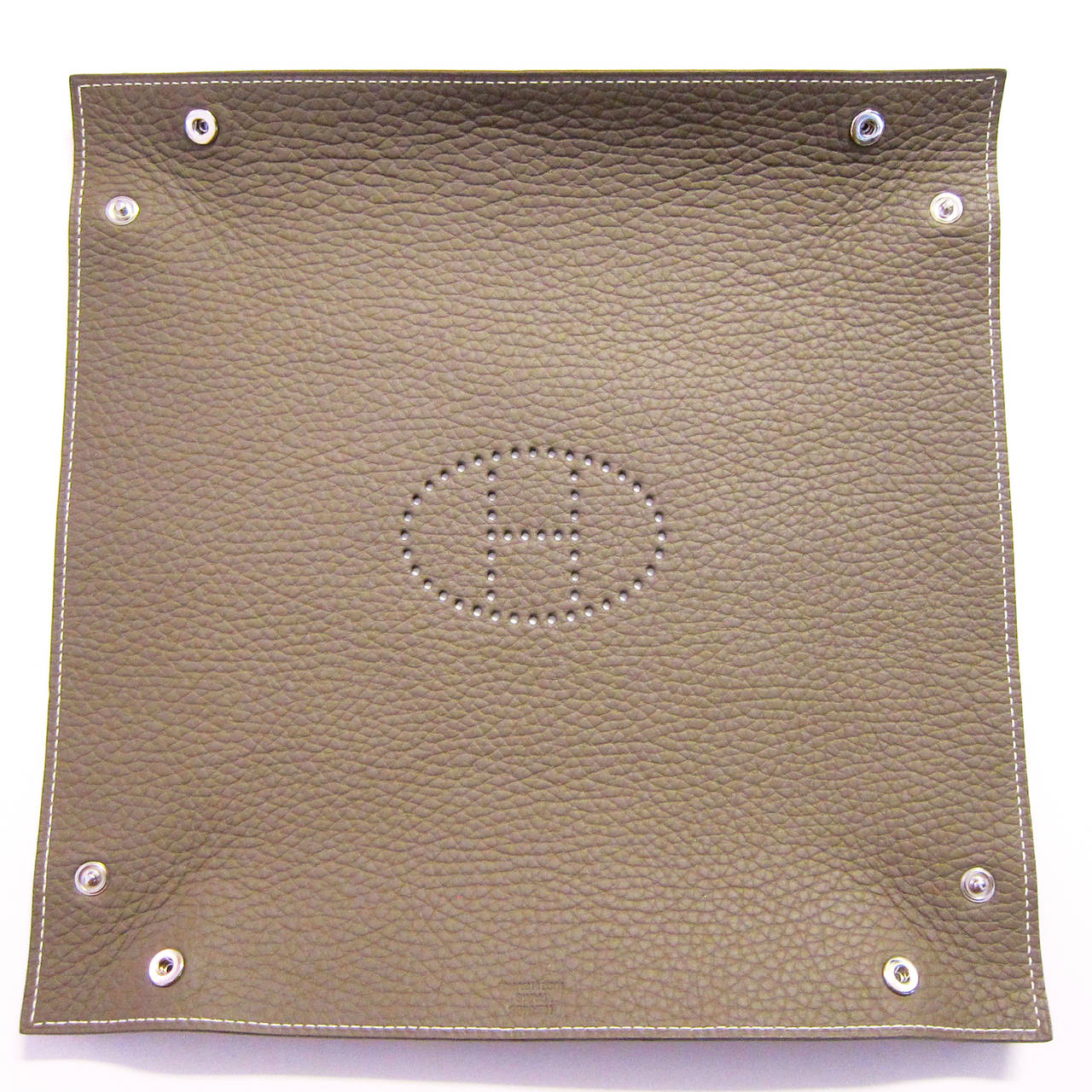 Hermes Etoupe Mises et Relances Leather Jewellery Valet Change Tray  Organiser at 1stDibs