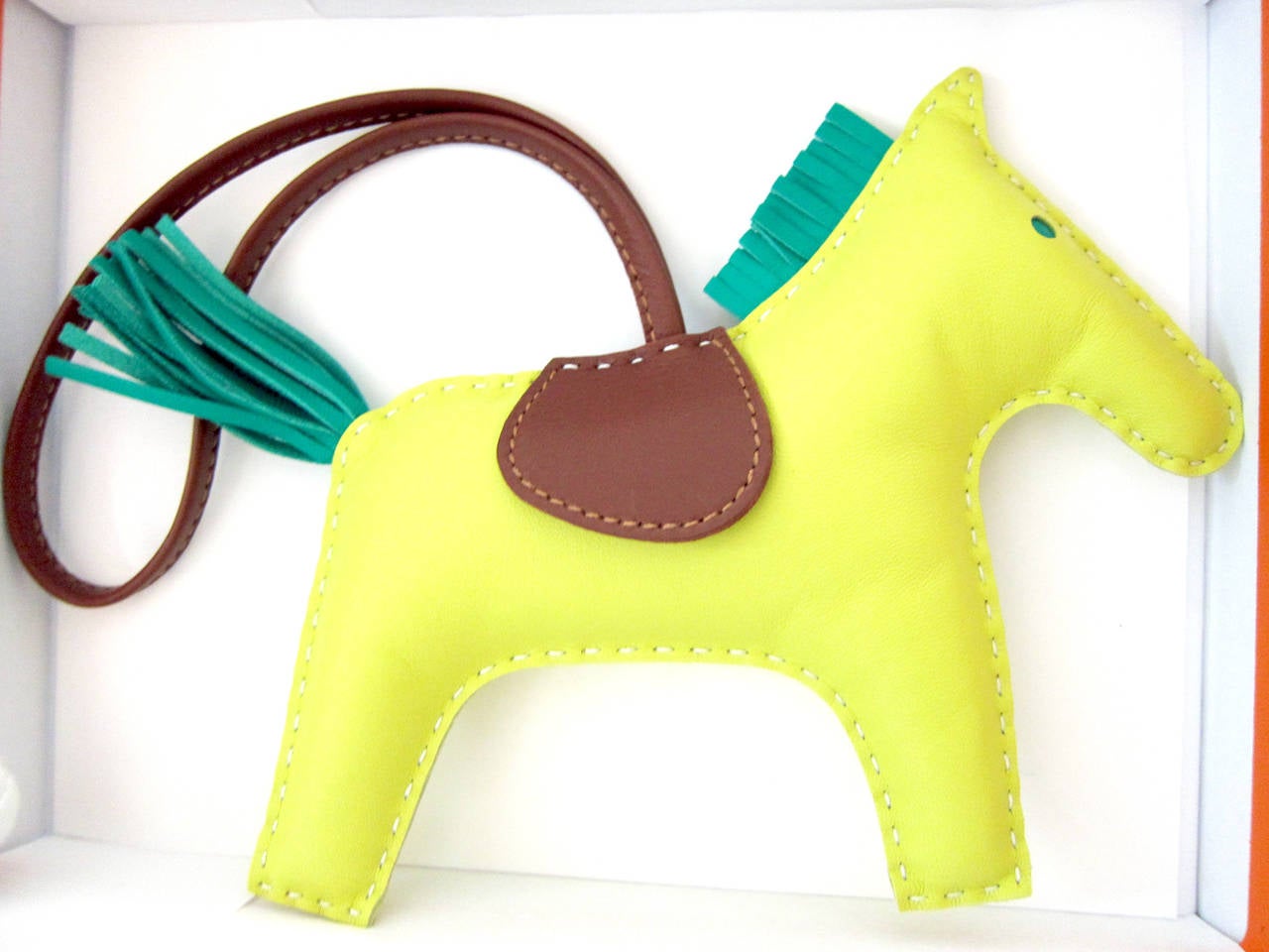 Hermes Rodeo Leather Charm Lime/Menthe/Fauve PM