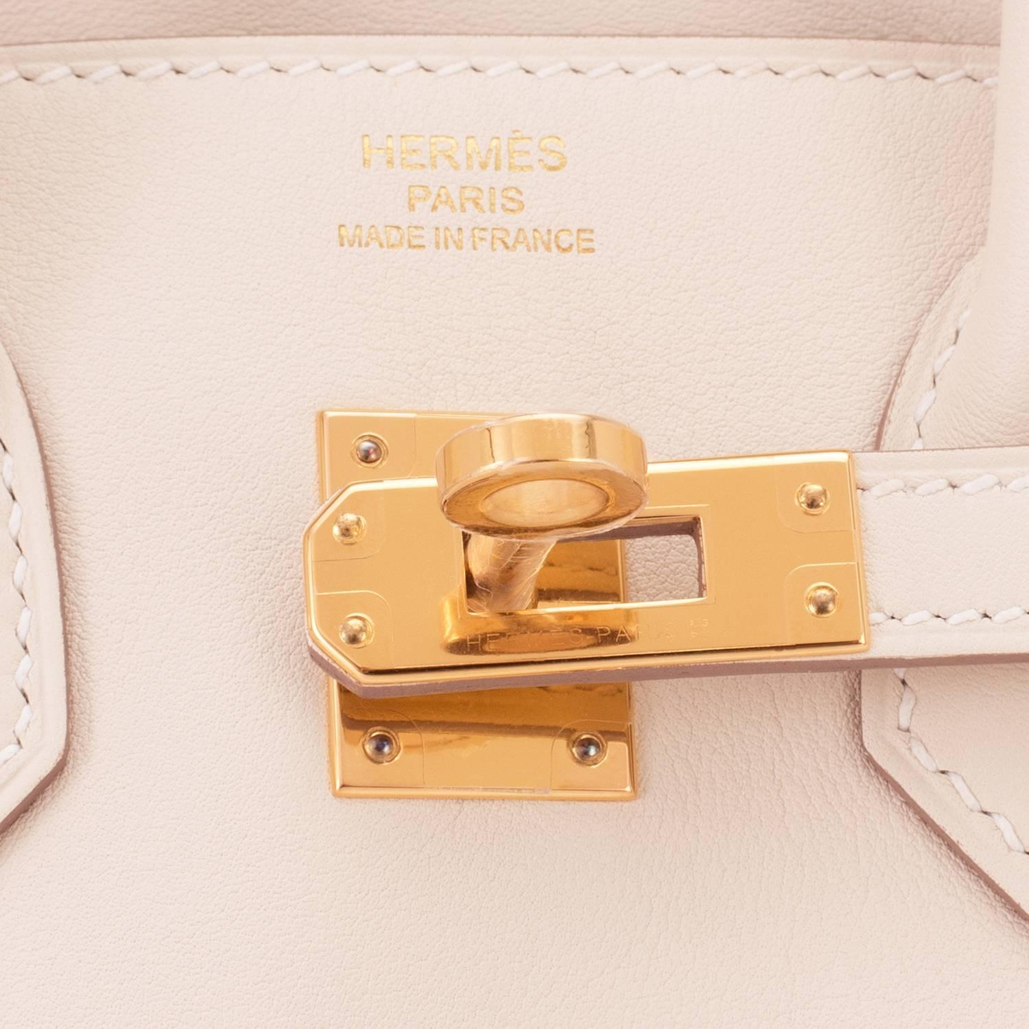 Hermes Craie 25cm Off White Swift Gold Hardware A Stamp Baby Birkin Bag 2