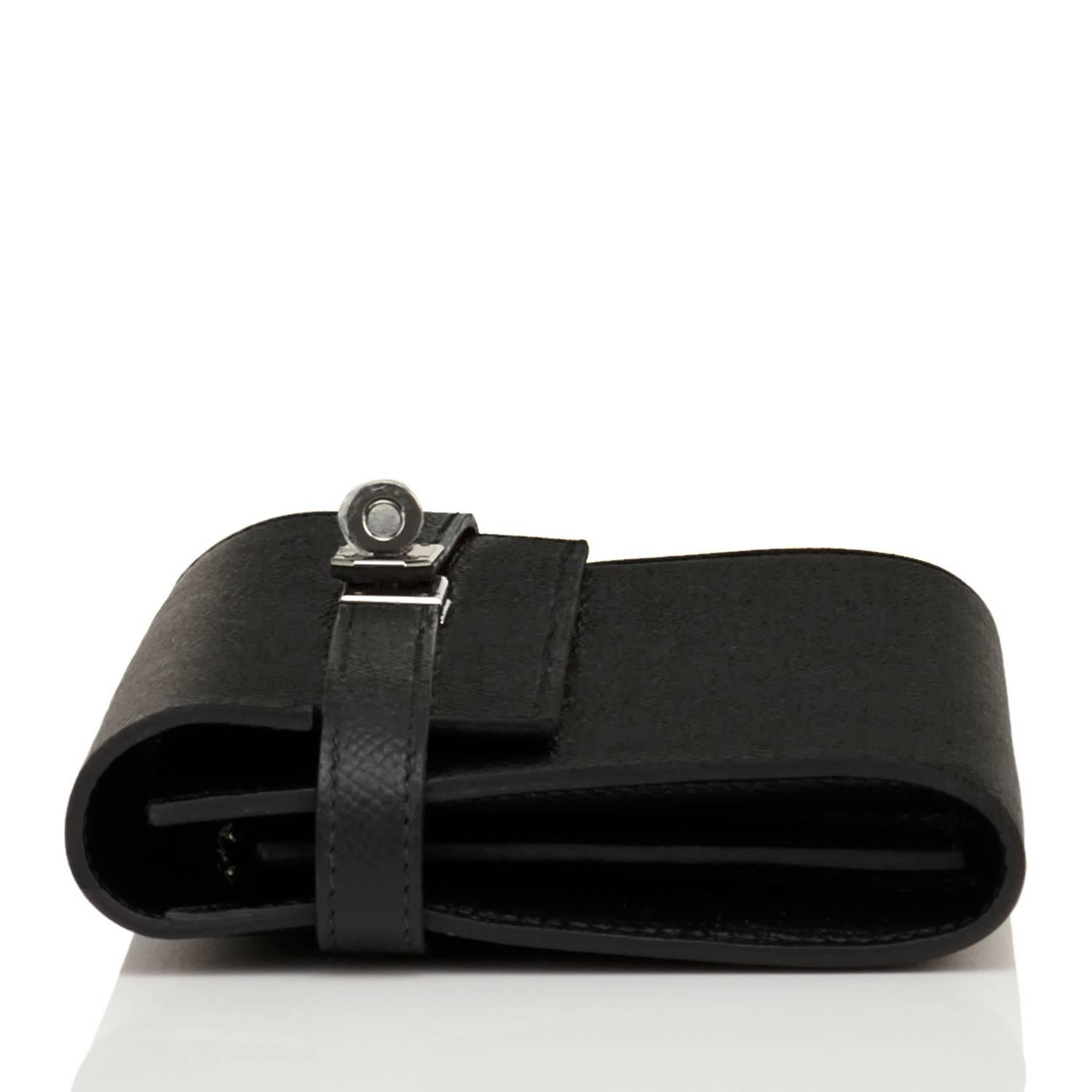 Hermes Black Kelly Long Wallet Epsom Palladium Hardware Chic 1