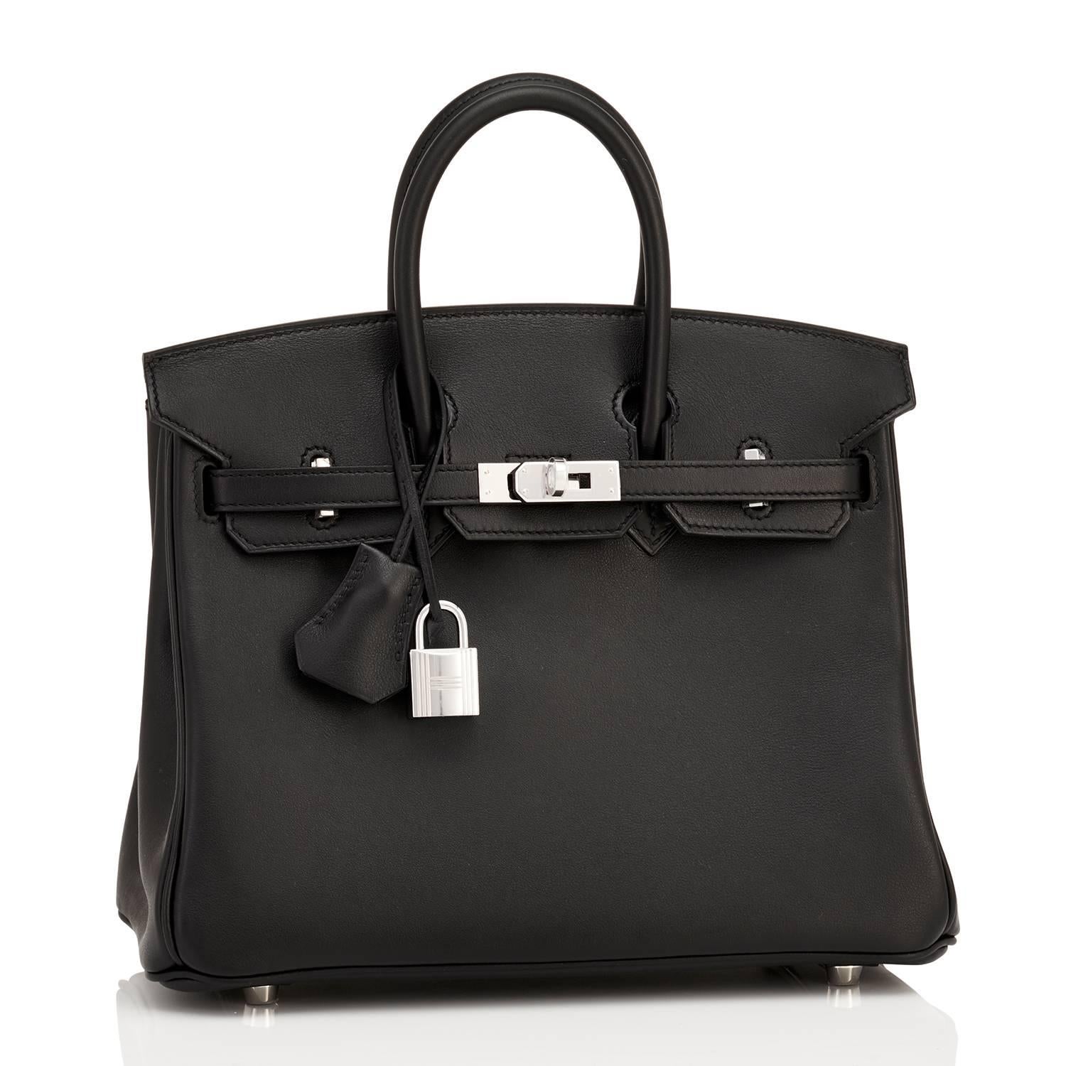 Hermes Black Baby Birkin 25cm Swift Palladium Hardware A Stamp
Brand New in Box.  Store Fresh. Pristine Condition (with plastic on hardware)
Just purchased from Hermes store; bag bears new interior A stamp.
Perfect gift! Comes full set with keys,