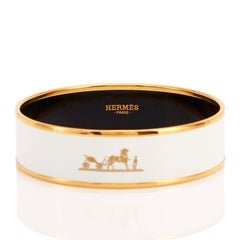 Hermes White Kelly Caleche Gold Emaille 70 Armreif Collector's