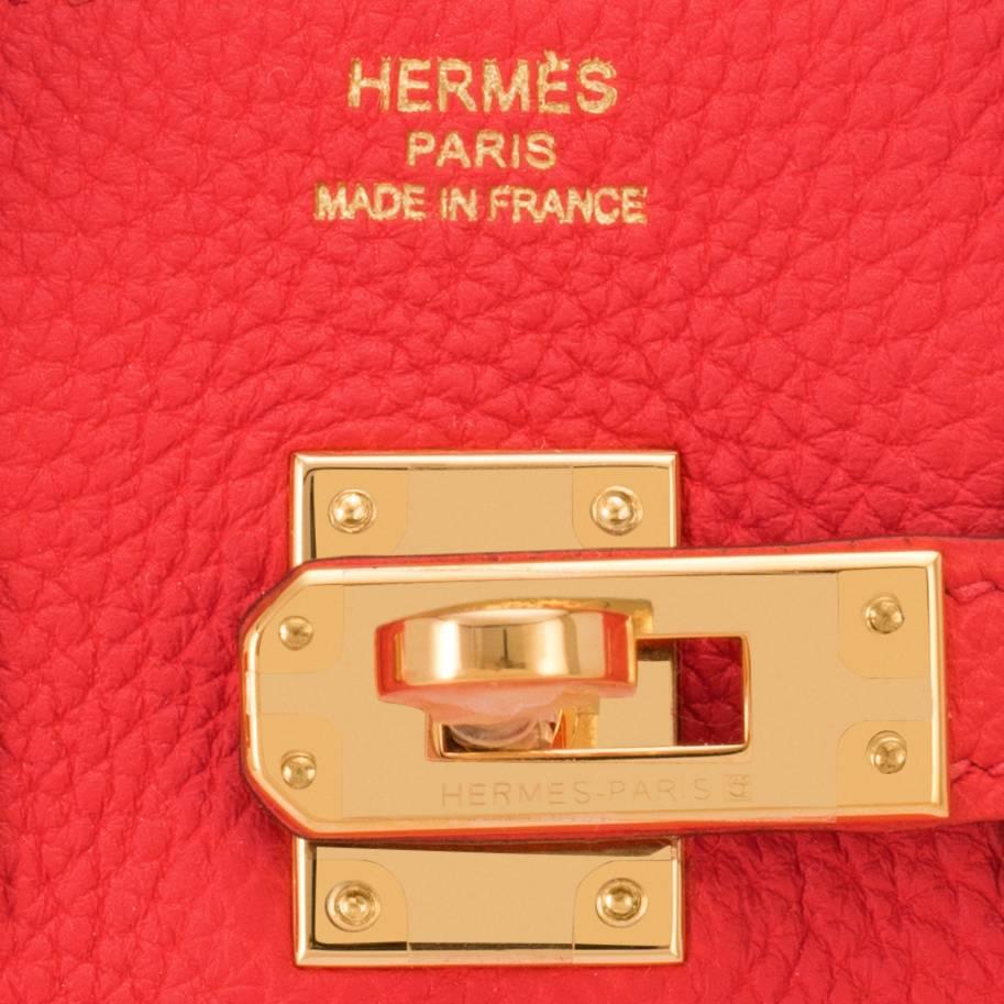 Hermes Capucine Baby Birkin Red Orange 25cm Togo Gold Hardware Darling 3