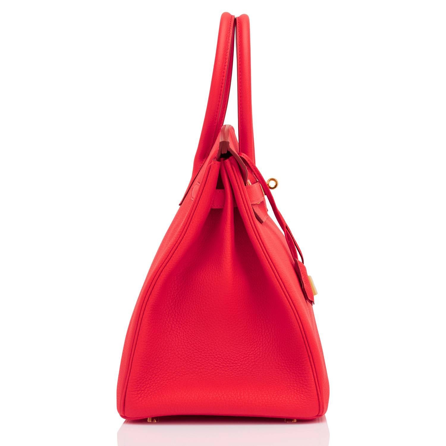 Hermes Capucine Red-Orange 35cm Togo Birkin Bag Gold Hardware  In New Condition In New York, NY