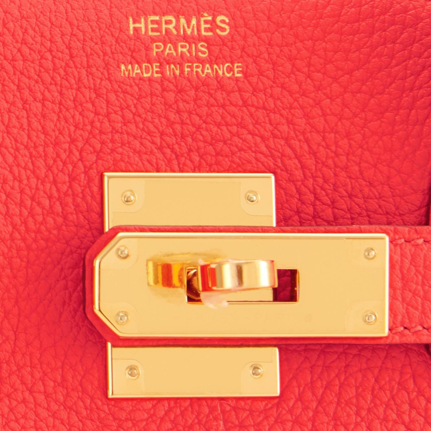 Hermes Capucine Red-Orange 35cm Togo Birkin Bag Gold Hardware  3