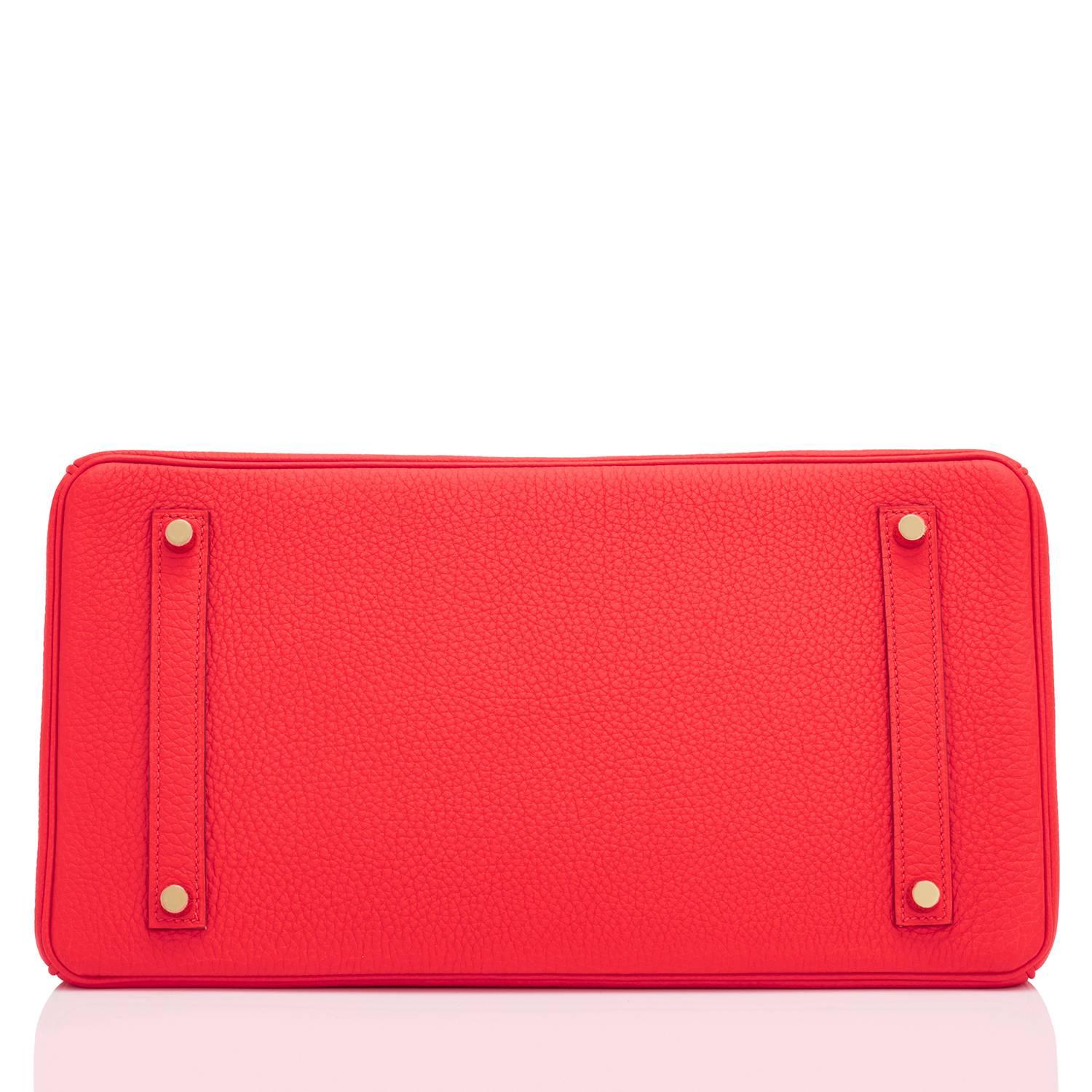 Hermes Capucine Red-Orange 35cm Togo Birkin Bag Gold Hardware  1