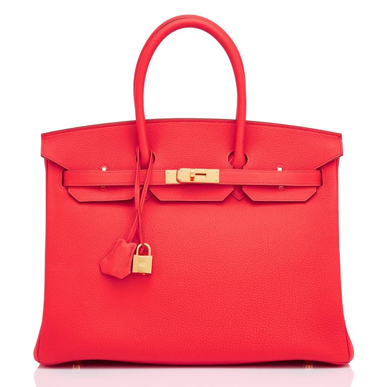 Hermes Capucine Red-Orange 35cm Togo Birkin Bag Gold Hardware at ...