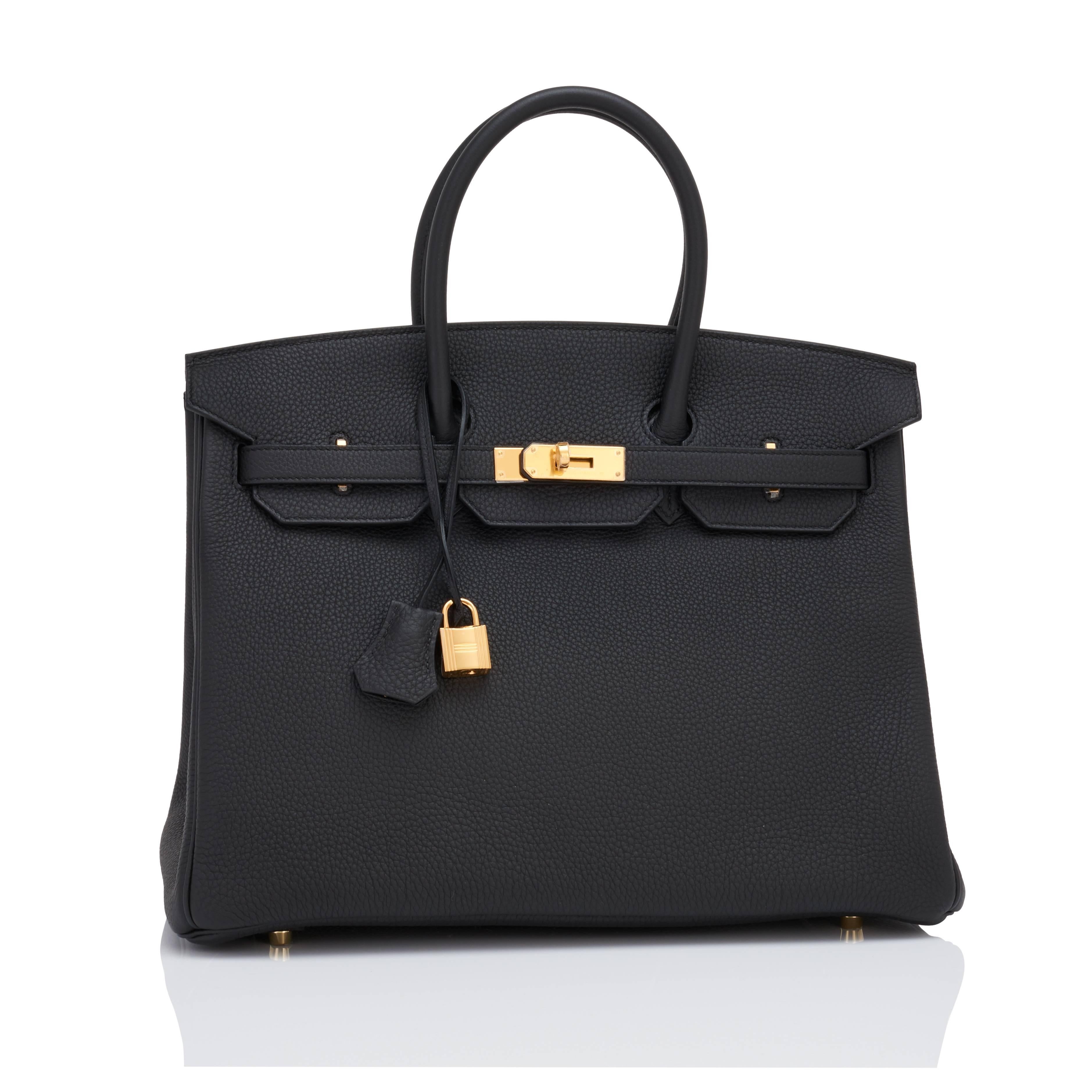 Hermes Black Togo 35cm Birkin Gold Hardware Power Birkin C Stamp
Brand New in Box. Store fresh. Pristine Condition (with plastic on hardware). 
Just purchased from Hermes store; bag bears new 2018 interior C stamp.
Perfect gift! Comes with lock,