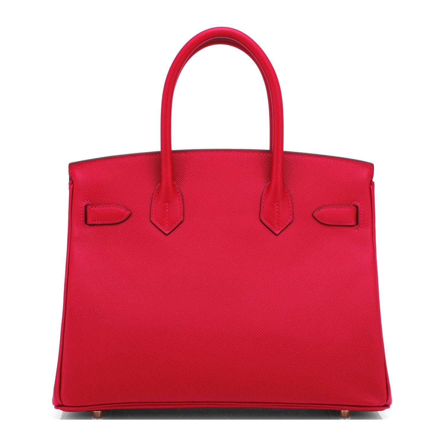 Hermes Rouge Casaque 30cm Birkin Lipstick Red Epsom Gold Hardware In New Condition In New York, NY