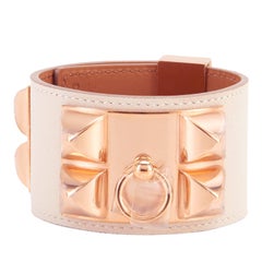 Hermes Craie Collier de Chien CDC Cuff Bracelet Swift Rose Gold 4
