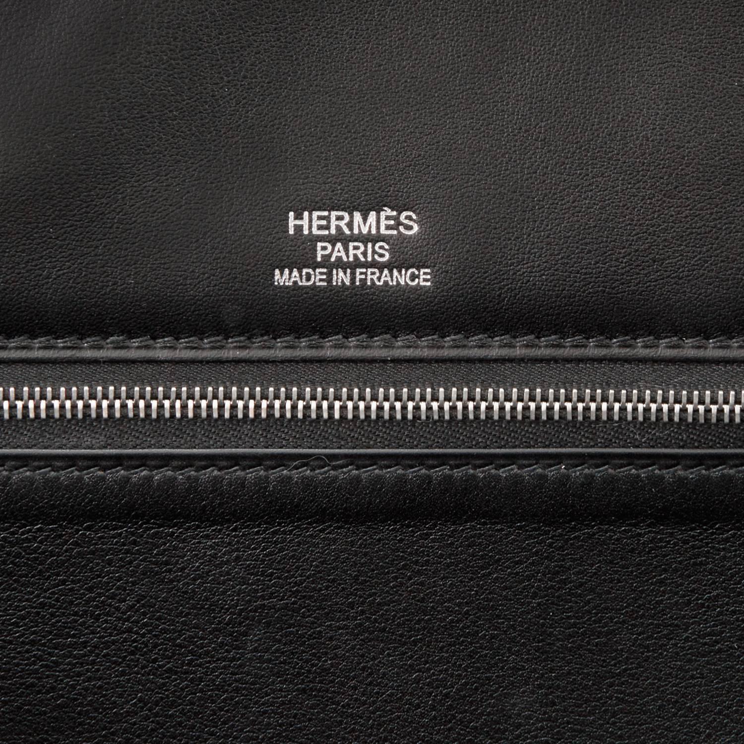 Hermes Black Swift Leather Criss Cross Ecru Graphite Toile 35cm Birkin  5