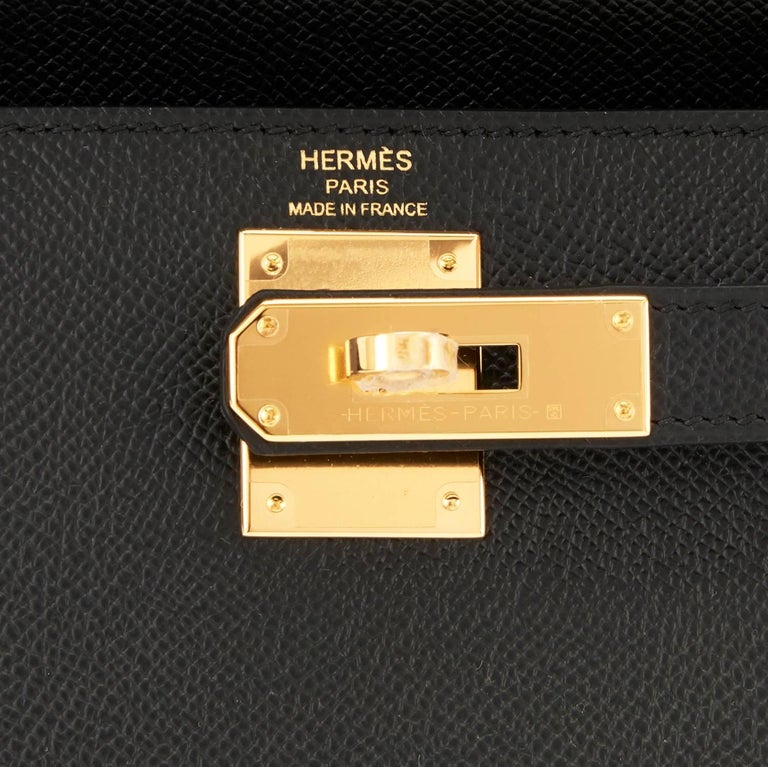 Hermes Kelly 28cm Black Epsom Sellier Gold Hardware A Stamp Shoulder Bag  5