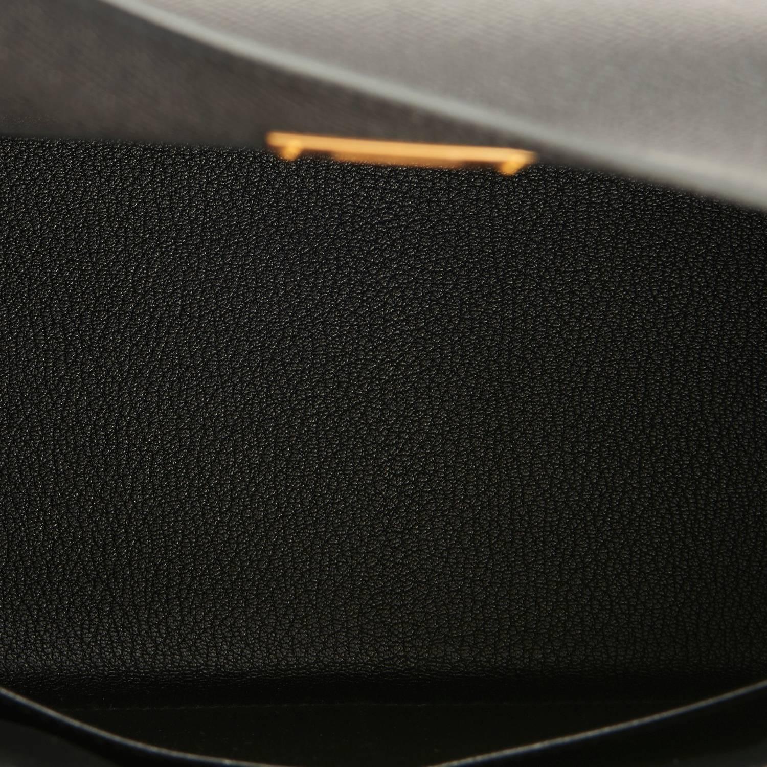 Hermes Kelly 28cm Black Epsom Sellier Gold Hardware A Stamp Shoulder Bag  3