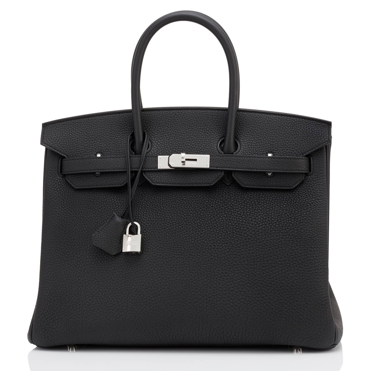 Hermes Black Togo 35cm Birkin Palladium Hardware Bag A Stamp
Brand New in Box.  Store Fresh.  Pristine Condition (with plastic on hardware)
Just purchased from store; bag bears new 2017 interior A stamp! 
Perfect gift! Comes with lock, keys,