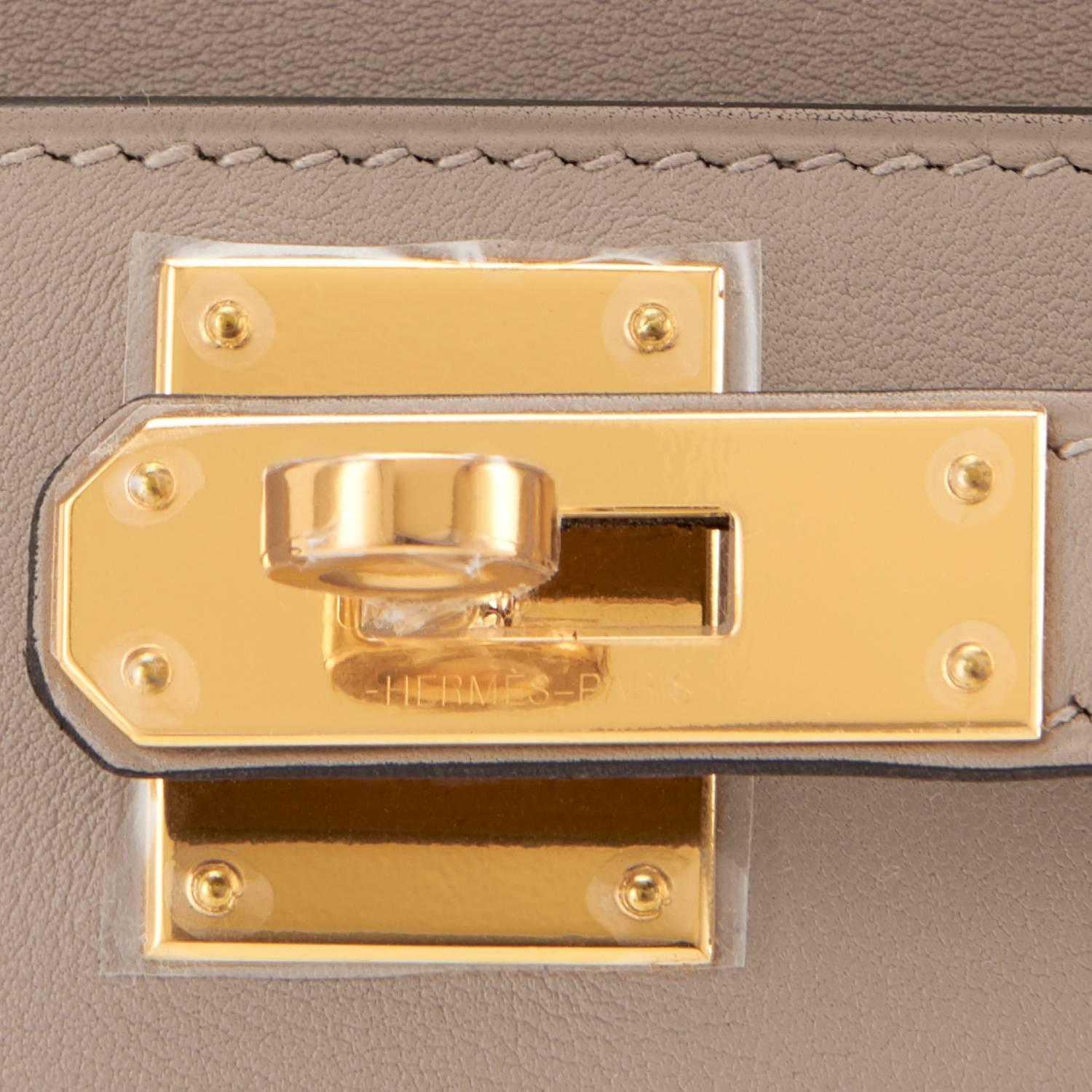 Hermes Gris Asphalt Kelly Cut Pochette Clutch Swift Gold Hardware 1