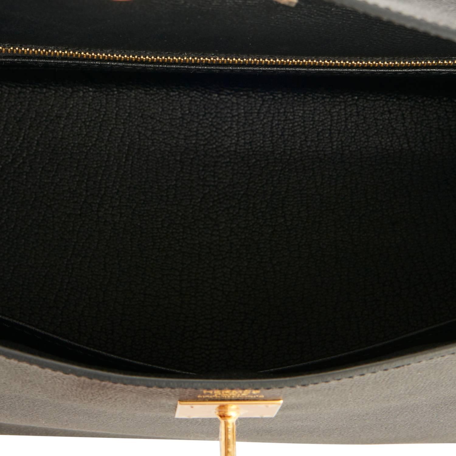 Hermes Kelly 32cm Black Epsom Sellier Gold Hardware Shoulder Bag 2