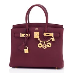 Hermes Bordeaux 30cm Birkin Togo Gold Hardware Wine Red A Stamp