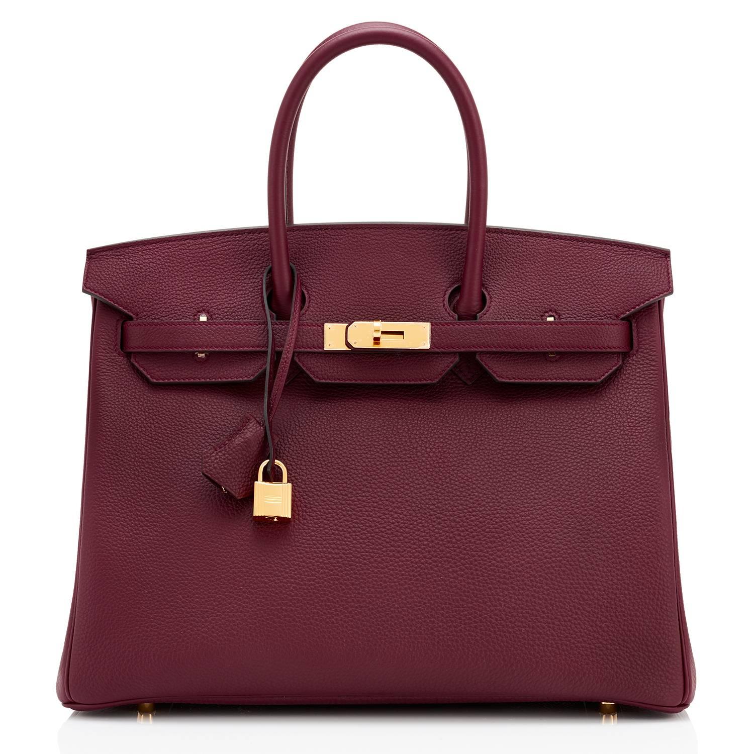 Brown Hermes Bordeaux 35cm Birkin Togo Red Gold Hardware A Stamp Must for Fall