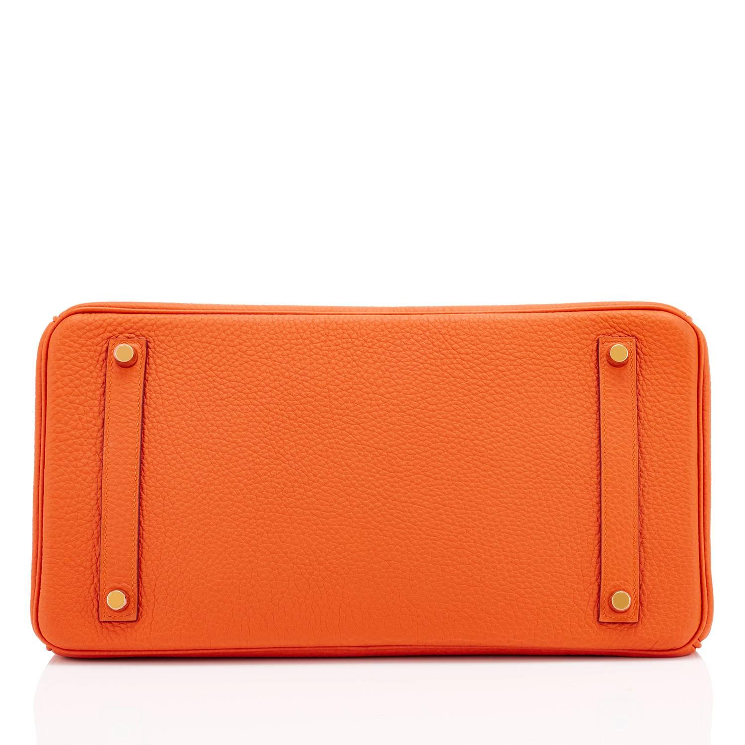 Hermes Classic Orange Togo 35cm Birkin Bag Gold Hardware Very Rare 1