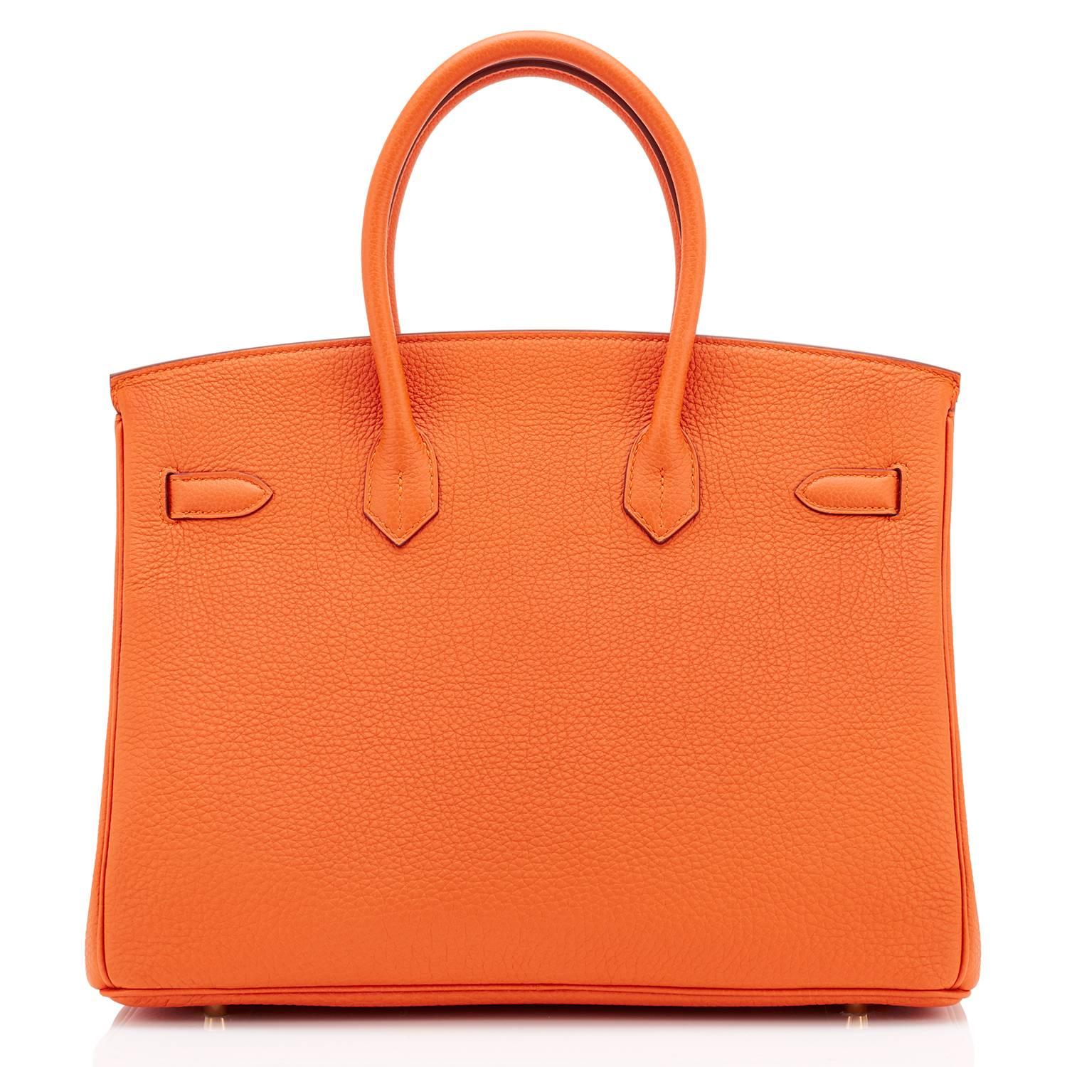 Women's or Men's Hermes Classic Orange Togo 35cm Birkin Bag Gold Hardware Very Rare