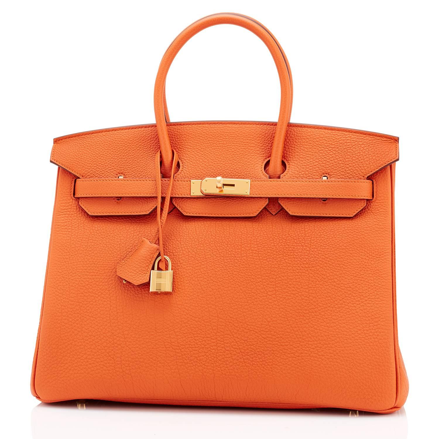 Hermes Classic Orange Togo 35cm Birkin Bag Gold Hardware Very Rare In New Condition In New York, NY