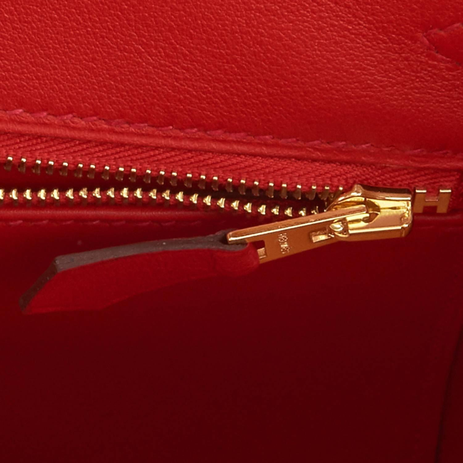 Hermes Vermillion Lipstick Red 25cm Swift Gold Hardware Jewel Birkin Bag  2