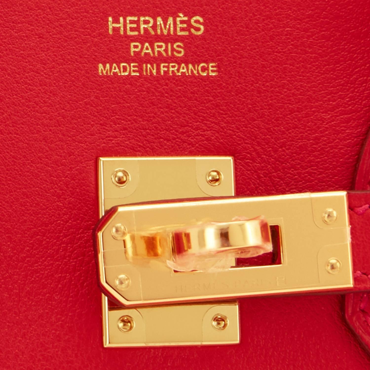 Hermes Vermillion Lipstick Red 25cm Swift Gold Hardware Jewel Birkin Bag  3