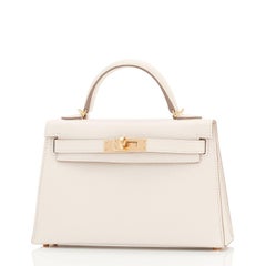 Hermes Craie Kelly 20cm Mini Off White Limited Edition VIP Shoulder Bag