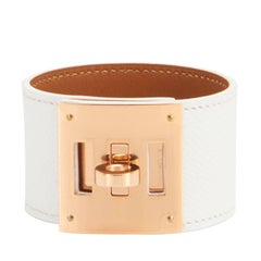 Hermes White Epsom Kelly Dog with Gold Hardware