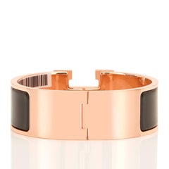 Hermes Schwarz Clic Clac Rose Gold Emaille Armreif Breite Armband PM