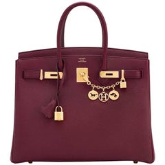 Hermes Bordeaux 35cm Togo Gold Hardware D Stamp Birkin Bag